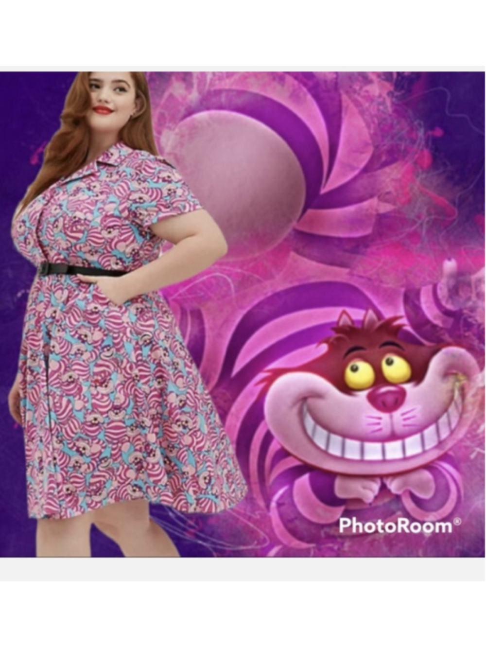 NWT Torrid Disney Cheshire Cat Midi Dress Size 30 Pink Blue 6X comic cons - Picture 1 of 7